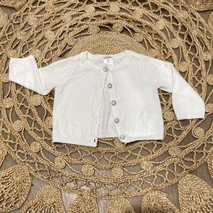 White long sleeve baby girl sweater with sparkly bottoms